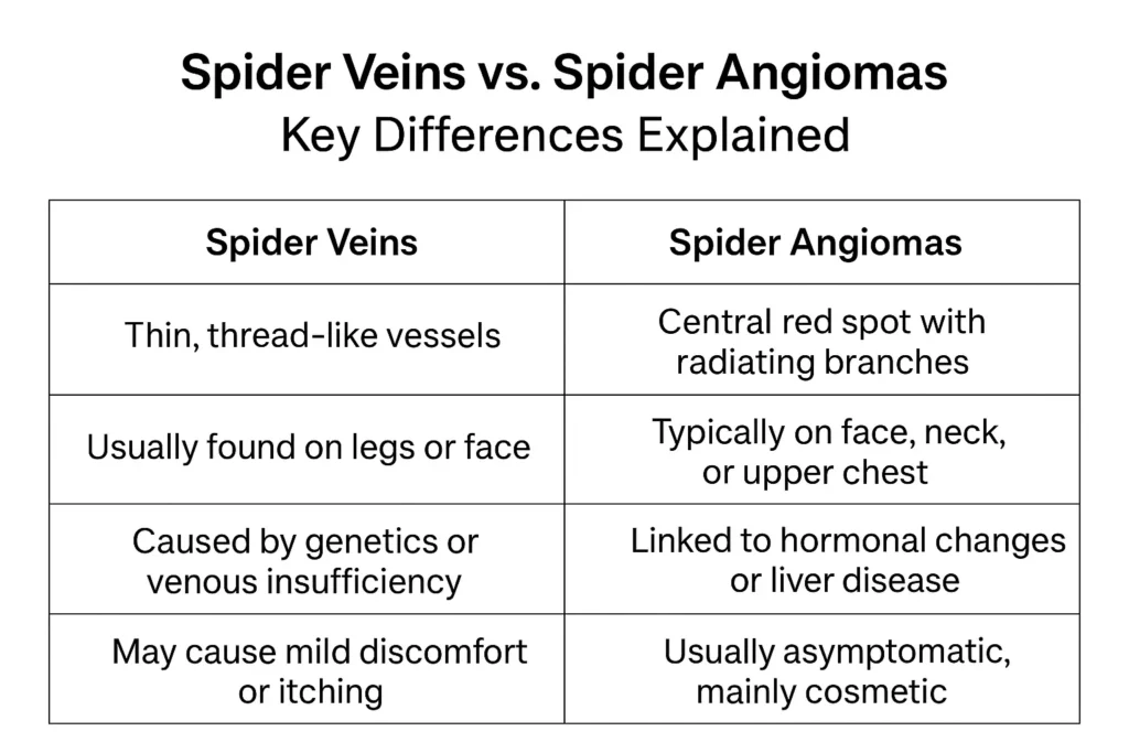 Professionals Distinguish Between Spider Veins and Spider Angiomas Blackburn Blackburn